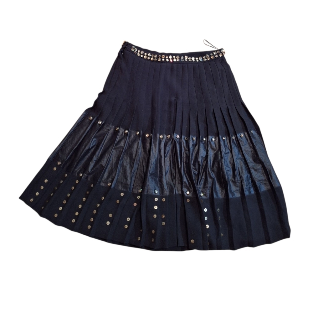 Authentic Balenciaga Paris 100% Silk GRUNGE Sequined Black Skirt 36 Skater READ